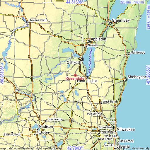 Topographic map of Rosendale