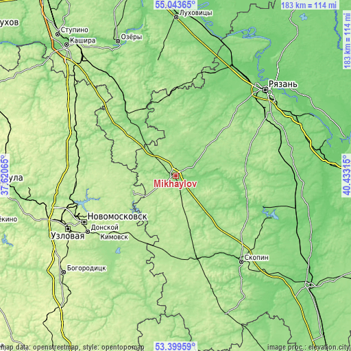 Topographic map of Mikhaylov