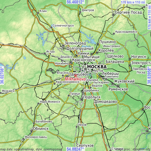 Topographic map of Mikhalkovo