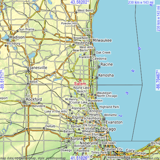 Topographic map of Salem