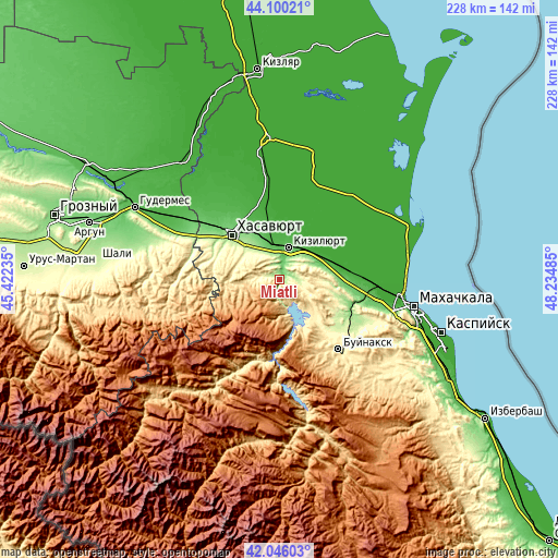 Topographic map of Miatli