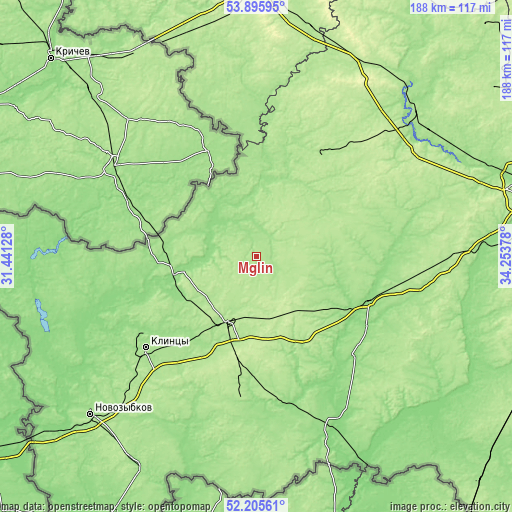 Topographic map of Mglin