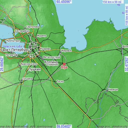 Topographic map of Mga