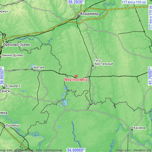 Topographic map of Mezinovskiy