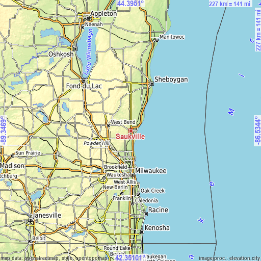 Topographic map of Saukville