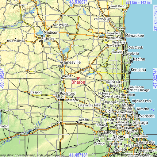 Topographic map of Sharon