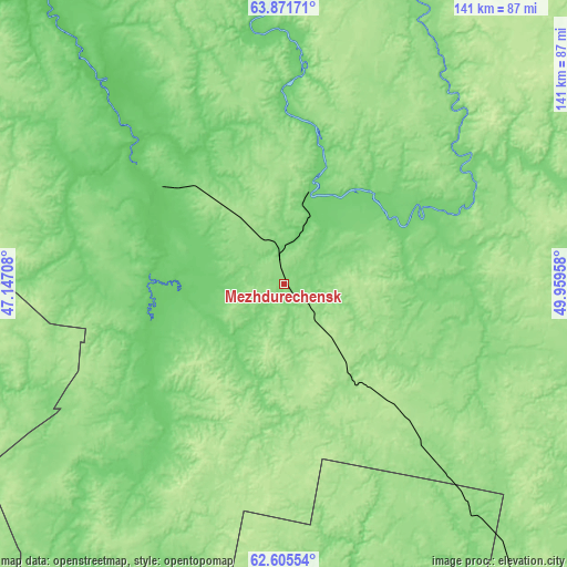 Topographic map of Mezhdurechensk