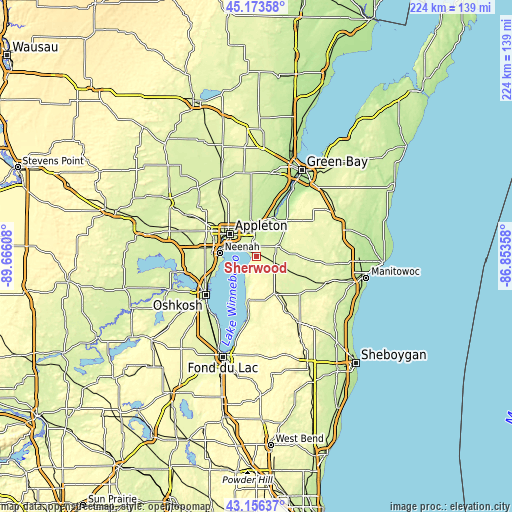 Topographic map of Sherwood