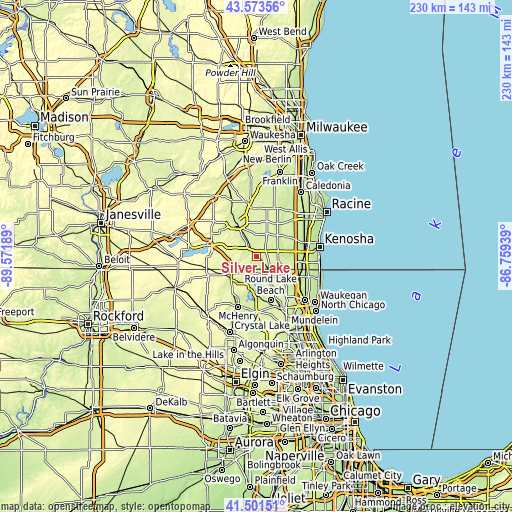 Topographic map of Silver Lake