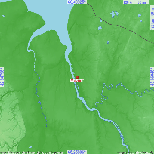 Topographic map of Mezen’