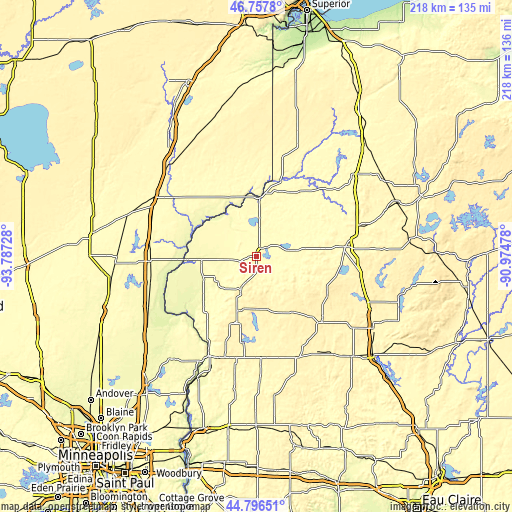 Topographic map of Siren