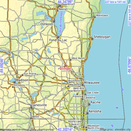 Topographic map of Slinger