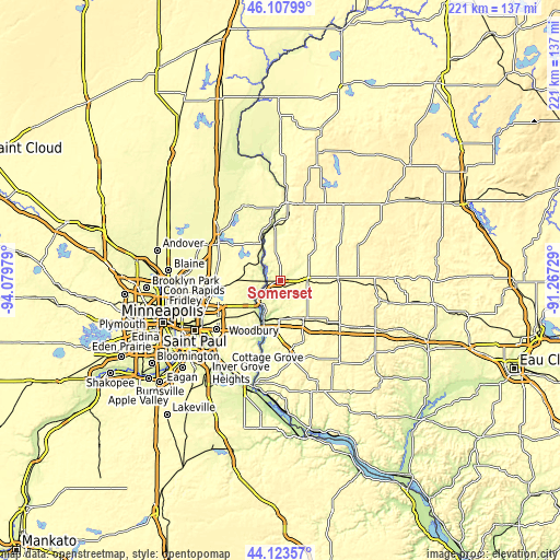 Topographic map of Somerset