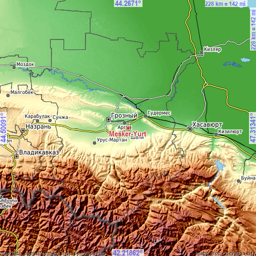 Topographic map of Mesker-Yurt