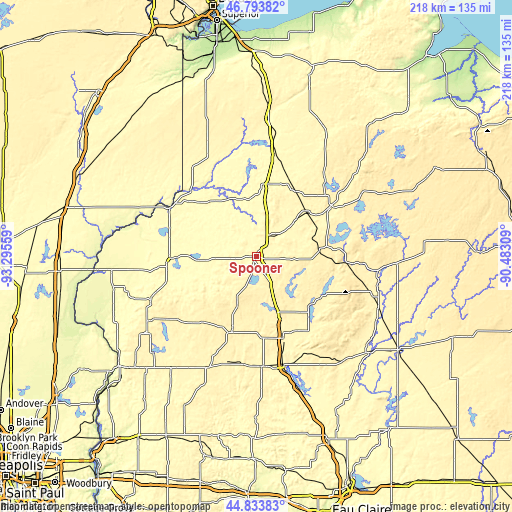 Topographic map of Spooner