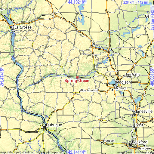 Topographic map of Spring Green