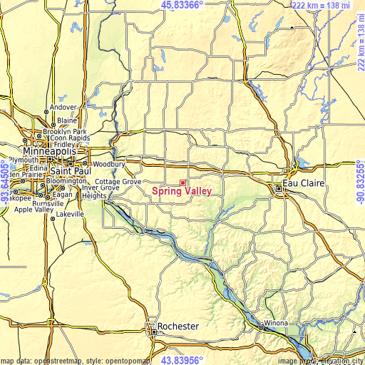 Topographic map of Spring Valley