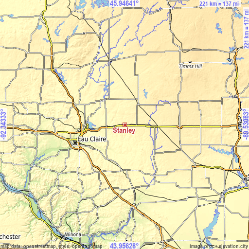 Topographic map of Stanley