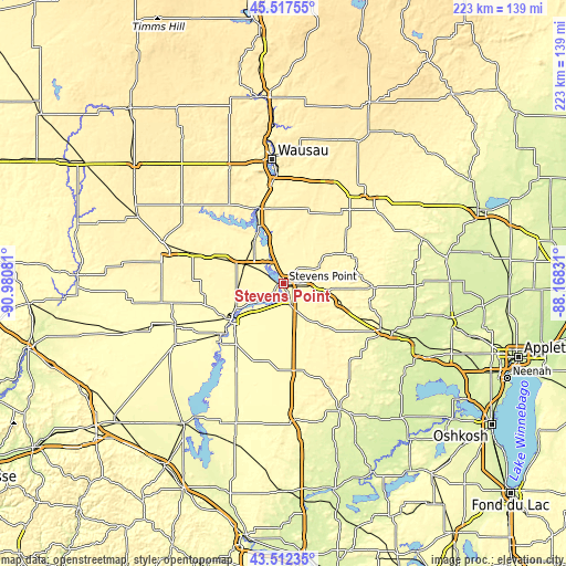 Topographic map of Stevens Point