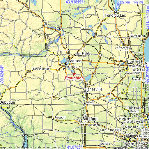 Topographic map of Stoughton