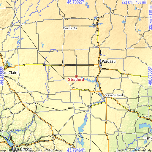 Topographic map of Stratford