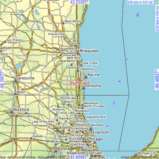 Topographic map of Sturtevant