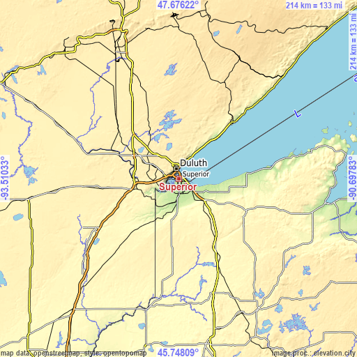 Topographic map of Superior