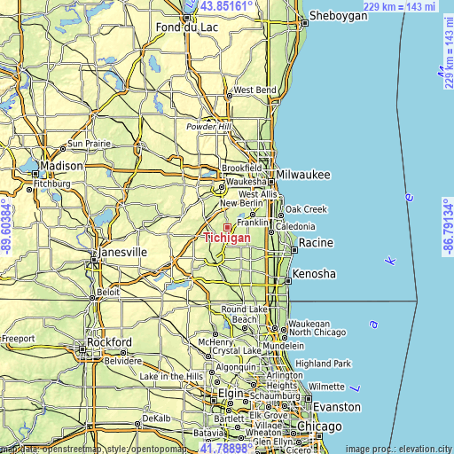 Topographic map of Tichigan