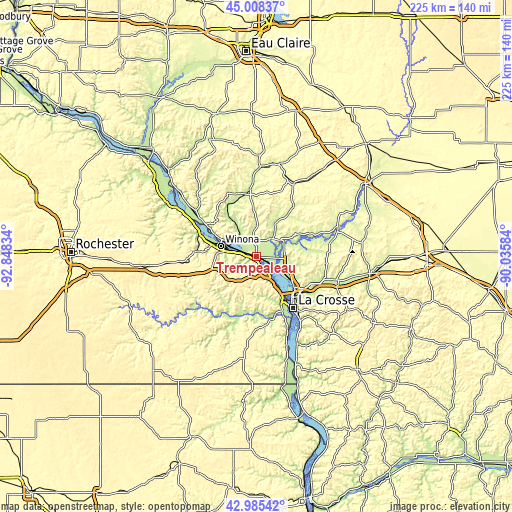 Topographic map of Trempealeau