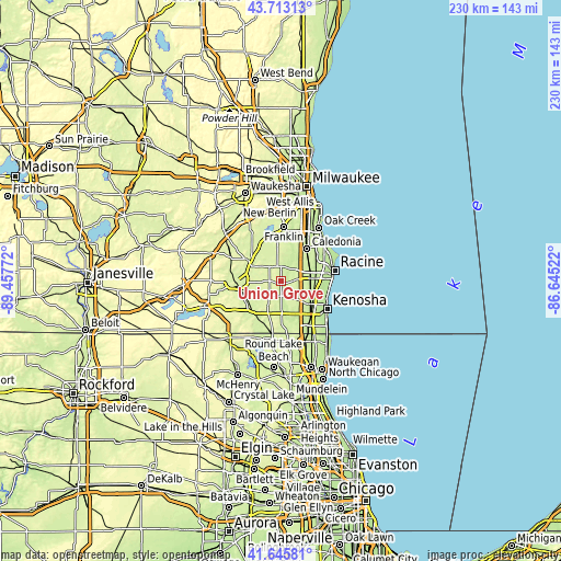 Topographic map of Union Grove