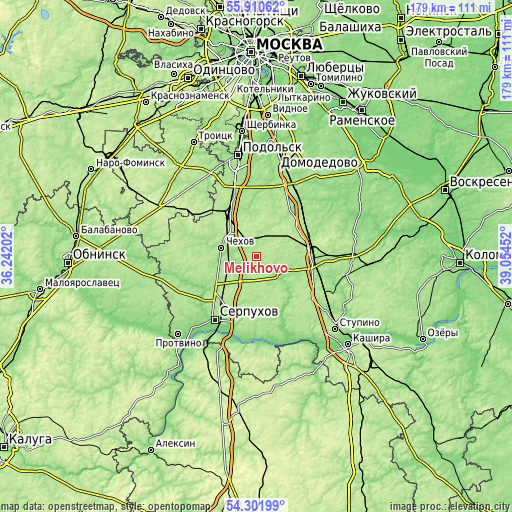 Topographic map of Melikhovo