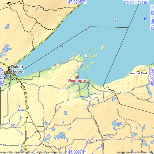 Topographic map of Washburn