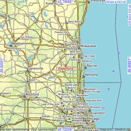 Topographic map of Waterford