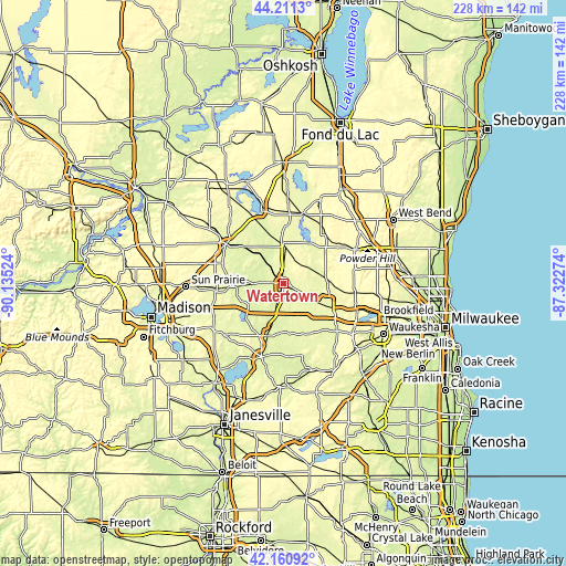 Topographic map of Watertown