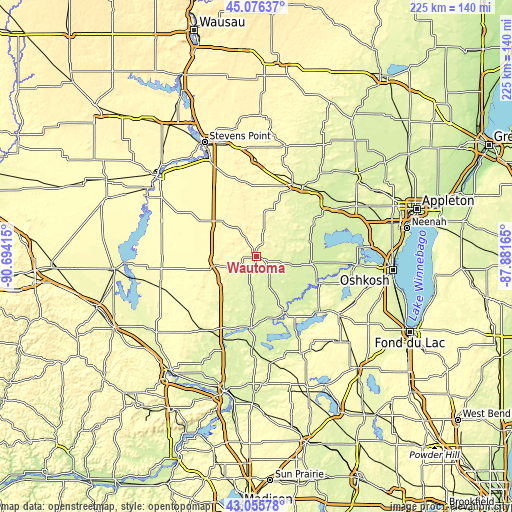 Topographic map of Wautoma