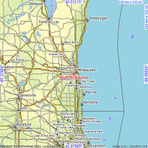 Topographic map of West Milwaukee
