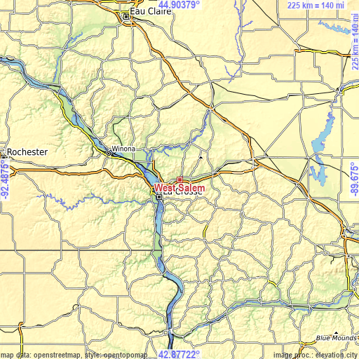 Topographic map of West Salem