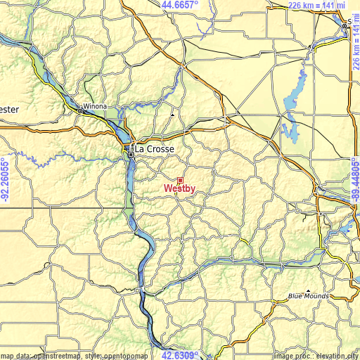 Topographic map of Westby