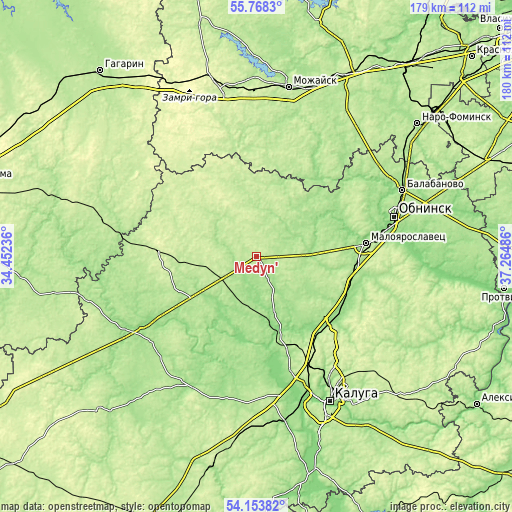 Topographic map of Medyn’