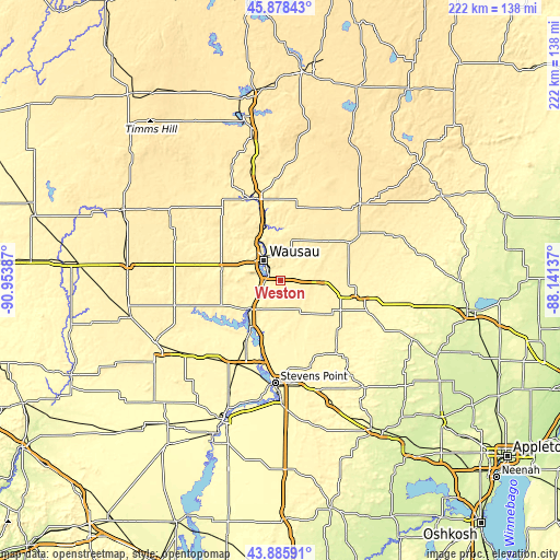 Topographic map of Weston