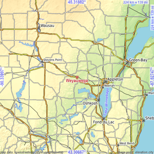 Topographic map of Weyauwega