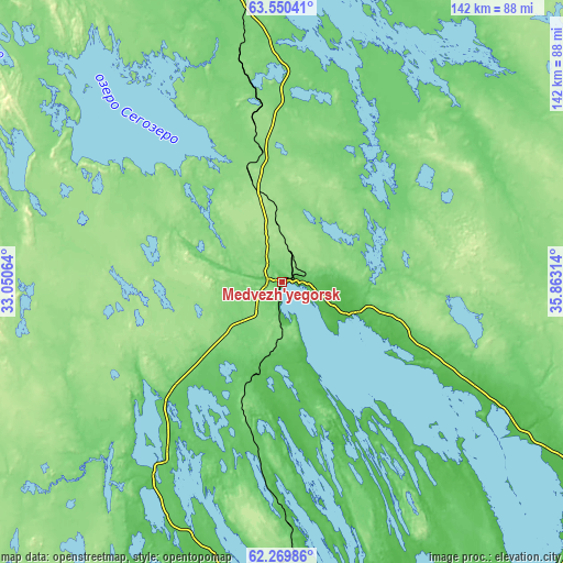 Topographic map of Medvezh’yegorsk