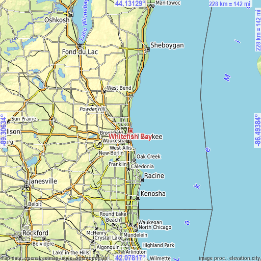 Topographic map of Whitefish Bay