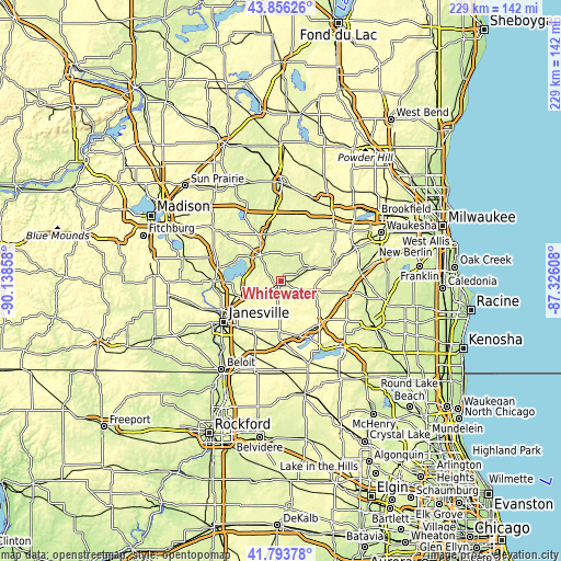 Topographic map of Whitewater