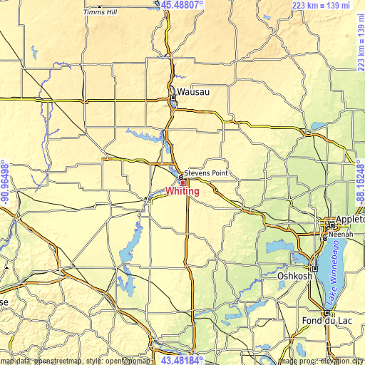 Topographic map of Whiting