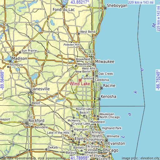 Topographic map of Wind Lake