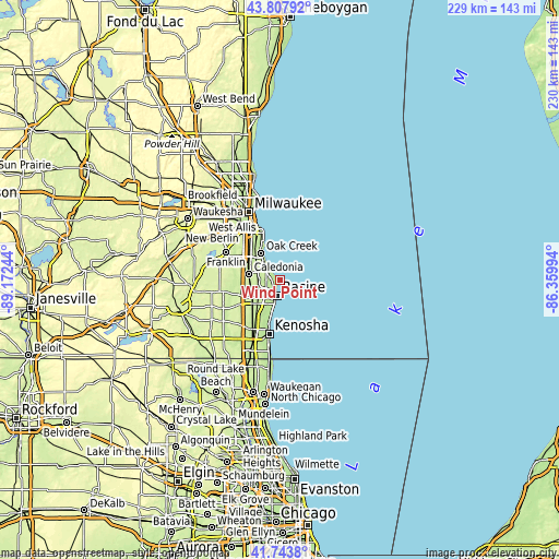 Topographic map of Wind Point