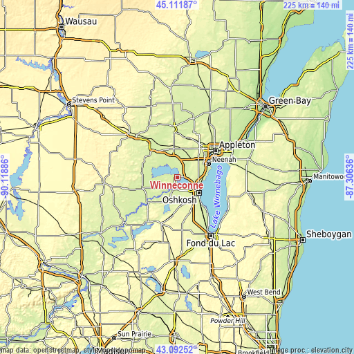 Topographic map of Winneconne