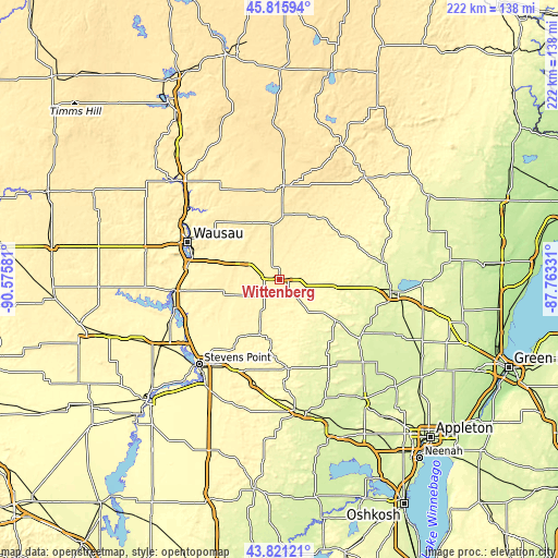 Topographic map of Wittenberg