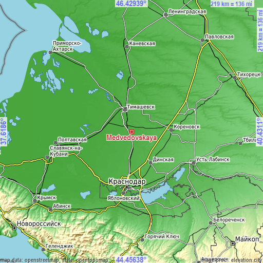 Topographic map of Medvedovskaya